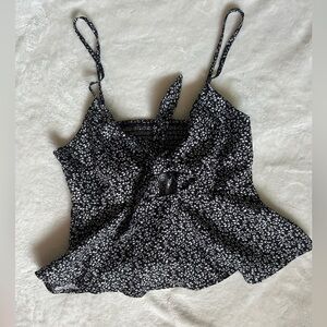 Black and White Floral Tie Tank Top